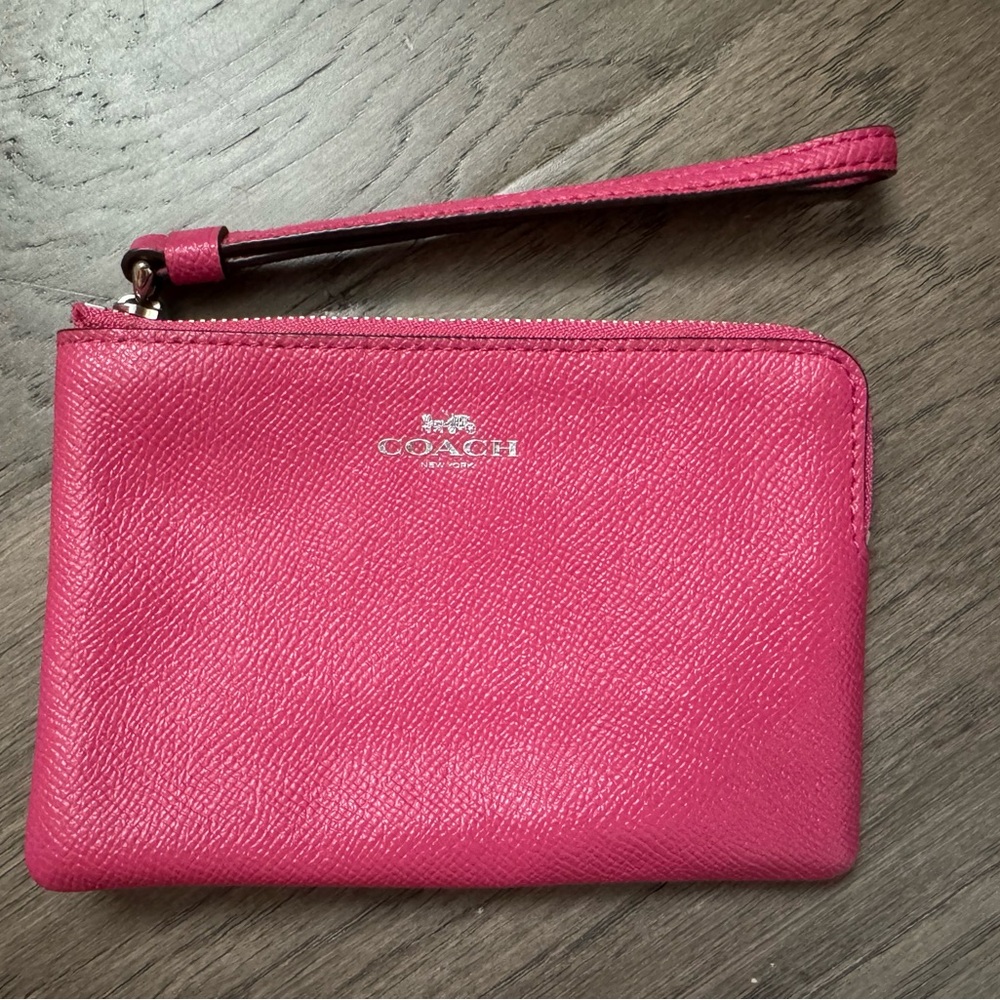 Coach Vibrant Pink Leather Wristlet